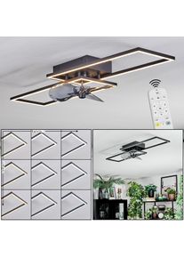 hofstein Hyacinthe Deckenventilator mit Beleuchtung LED Chrom, Schwarz, 1-flammig, Fernbedienung