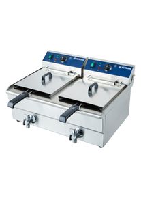 Gastro Elektro-Doppel-Fritteuse ECO 13+13 Liter mit Ablasshahn, 2x 5000 W, 400 V / Friteuse