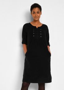 Cord-Blusenkleid aus reiner Baumwolle in schwarz, Grösse 38, 100% Baumwolle, bonprix