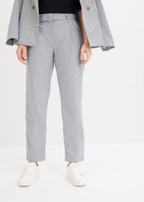 Bundfaltenhose mit Gürtel in grau, Grösse 40, bonprix