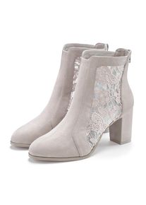 Lascana, Unisex, Lascana High-Heel-Stiefelette &raquo;Ankle Boot, Stiefel&laquo; mit modischer Spitze und bequemen Blockabsatz, grau, 38, Sommerstiefelette mit 