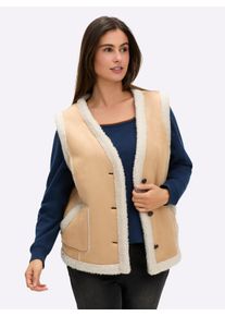sheego Witt Damen Weste in Lammfell-Optik, camel, Größe 46, 100% Polyester. Besatz: 100% Polyester