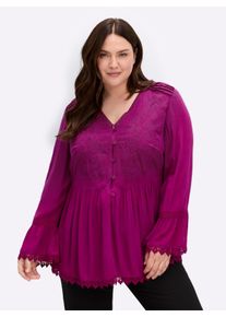 sheego by Joe Browns Witt Damen Tunika mit Stickereien und Spitze, magenta, Größe 52, 100% Viskose. Spitze: 100% Baumwolle