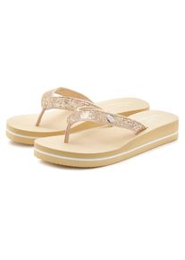 Venice Beach , Badezehentrenner »Sandale, Pantolette«, Zehentrenner, Badeschuh ultraleicht mit Glitzerband VEGAN , goldfarben , Flip Flop mit...