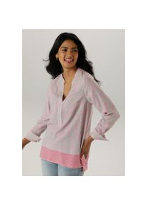 Aniston Selected, Unisex, Aniston SELECTED Longbluse mit Rankenmusterung und Bord&uuml;rendruck am Saum, rose, mintgr&uuml;n, wei&szlig;, 44, Bluse mit fantasievoller