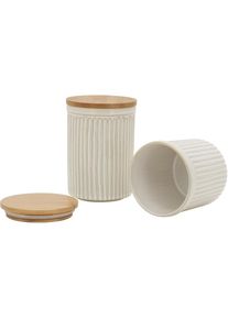 Aufbewahrungsdose »Bucksville«, (Set, 2 St.), mit Holzdeckel, Höhe 15,5 / 11,5 cm, Ø je 11 cm , weiss , Home Affaire