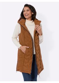 WITT Damen Longweste in Microfaser-Qualität, cognac, Größe 36, 100% Polyester. Wattierung: 100% Polyester