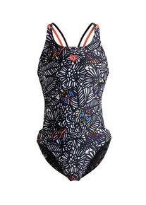 arena, Femmes Maillot de bain 'COLORS BOOK', azur / violet foncé / noir / blanc cassé