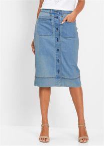 Jeansrock mit Kn&ouml;pfen in blau, Gr&ouml;sse 46, aus &uuml;ber 80% Baumwolle, bonprix