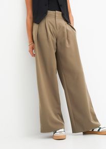 Bundfaltenhose in grün, Grösse 48, bonprix
