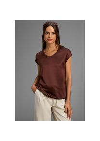 Laura Scott, Unisex, Shirtbluse Satin-Bluse mit Jersey-R&uuml;ckenteil und Bindeband - NEUE KOLLEKTION, braun, 40, Sommerliche Bluse im &auml;rmelloses Design -