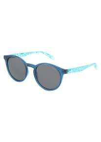 Polaroid 207385 | Lunettes de soleil unisexe| Pantos | Monture: Plastique bleu transparent | Couleur du verre: gris uni