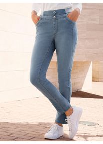 WITT Damen Jeans mit Jersey-Dehnbund, blue-bleached, Größe 24, 81% Baumwolle, 17% Polyester, 2% Elasthan