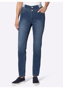 WITT Damen Jeans mit Jersey-Dehnbund, blue-stone-washed, Größe 40, 81% Baumwolle, 17% Polyester, 2% Elasthan