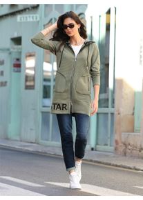 Heine Witt Damen Shirtjacke mit 2-Wege-Zipper, khaki, Gr&ouml;&szlig;e 36, 100% Polyester. Einsatz: 95% Baumwolle, 5% Elasthan
