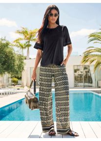 Heine Witt Damen T-Shirt mit Ziern&auml;hten, kontrastfarben, schwarz, Gr&ouml;&szlig;e 36, 95% Polyester, 5% Elasthan