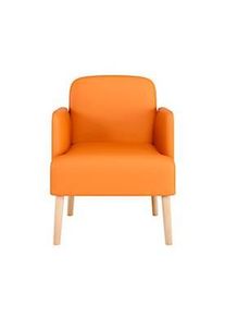 meet by Paperflow Sessel BROOKS, 4-Fussgestell, Sitz- und Rückenpolsterung, B 620 x T 520 x H 440 mm, orange/buche