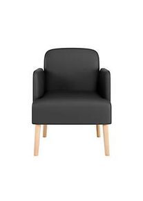 meet by Paperflow Sessel BROOKS, 4-Fussgestell, Sitz- und Rückenpolsterung, B 620 x T 520 x H 440 mm, schwarz/buche