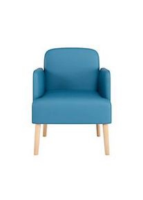 meet by Paperflow Sessel BROOKS, 4-Fussgestell, Sitz- und Rückenpolsterung, B 620 x T 520 x H 440 mm, blau/buche