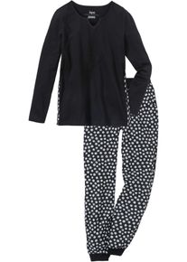 Pyjama aus reiner Bio-Baumwolle in schwarz, Gr&ouml;sse 40/42 (M), 100% Baumwolle, bonprix