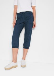 3/4 Hose aus Baumwoll-Leinen-Mix in blau, Grösse 40, bonprix