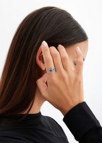 Ring veredelt mit Glaskristallsteinen in silber, Gr&ouml;sse 23, bonprix
