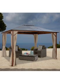 Konifera, Konifera Pavillon &raquo;"Holzoptik", Gestell aus Aluminium, Dach aus Polycarbonat&laquo; BxT: 300x365 cm, Aluminiumgestell, beige, B/H/T: 300 cm x 270 