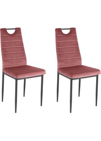 Inosign , Esszimmerstuhl, (Set), 2 St., Samtstoff, (2 oder 4 Stück) mit Samtbezug, Rückenlehne mit Griff zum Zurückziehen , rosa , Schwarz...