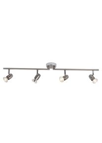 Deckenstrahler »Wesley«, 4 flammig, Leuchtmittel GU10 LED wechselbar, LED Spotrohr 4flg eisen/chrom , grau , Brilliant