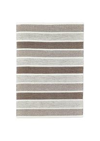 Wollteppich »TRONDHEIM 03« rechteckig 10 mm Höhe Handweb Teppich, Flachgewebe, reine Wolle, handgewebt, gestreift , grau , Theko , Obermaterial:...