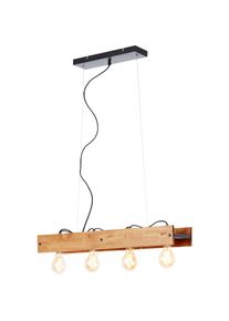 Brilliant Pendelleuchte »Calandra«, 4 flammig, Leuchtmittel E27 ohne Leuchtmittel, 150 cm Höhe, 75 cm Breite, 4 x E27, Metall/Holz, schwarz/holz , schwarz...