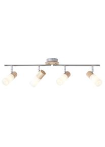 Deckenstrahler »Babsan«, 4 flammig, Leuchtmittel E14 ohne Leuchtmittel, Spotrohr 4flg holz hell/weiss , weiss , Brilliant