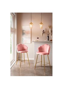 Salesfever , Barhocker »Clam Barhocker mit Stil«, (Set, 2er Set), Extravagantes Muscheldesign im praktischen 2er Set , rosa , Trendiger Samtvelours...