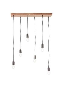 Pendelleuchte »Rustik«, 6 flammig, Leuchtmittel E27 ohne Leuchtmittel, Hängelampe 6flg schwarz/holzfarbend , schwarz , Brilliant