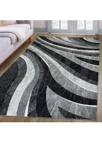 Teppich »Livil, modernes Wellen-Design« rechteckig 8 mm Höhe 3D-Effekt, Kurzflor, Wohnzimmer, Esszimmer, Schlafzimmer , grau , my home ,...