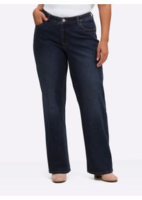 sheego Witt Damen 5-Pocket-Jeans im weiten Palazzo-Schnitt, dark blue, Größe 50, 56% Baumwolle, 19% Polyester, 14% Lyocell, 10% Viskose, 1% Elasthan