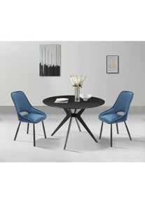 Home Affaire , Esszimmerstuhl »Menonri«, (Set), Veloursstoff, gepolsterte Rückenlehne und Sitzfläche , blau , Home Affaire – Landhausmöbel von...