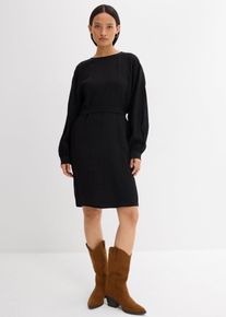 Minikleid mit Struktur aus Viskose-Mix in schwarz, Grösse 44, bonprix