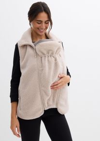 Gilet sans manches de grossesse et de portage en sherpa douillette en gris, Taille 36/38 (S), Couleur/Motif: gris pierre, bonprix
