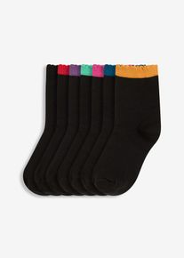 Lot de 7 paires de chaussettes mi-hautes coton majoritaire en noir, Taille 39-42, bonprix