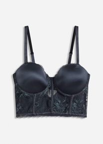 Balconette-BH mit Eyelash Spitze und Glanzeffekt in blau, Grösse 80A, bonprix
