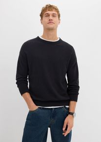Pullover aus Struktur-Baumwoll-Mix in schwarz, Grösse 48/50 (M), bonprix