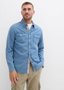 Jeanshemd aus reiner Baumwolle in blau, Grösse 45/46 (XXL), 100% Baumwolle, bonprix