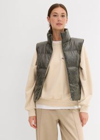 Steppweste aus Lederimitat in grau, Gr&ouml;sse 38, bonprix