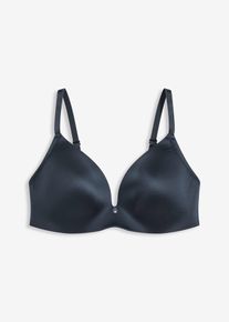 Schalen-BH ohne Bügel aus glänzendem Material in blau, Grösse 90A, bonprix