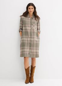 Hemdblusenkleid aus reiner Baumwolle in gr&uuml;n, Gr&ouml;sse 48, 100% Baumwolle, bonprix