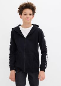 Kapuzen-Sweatjacke aus Bio-Baumwolle in schwarz, Grösse 128/134, 100% Baumwolle, bonprix