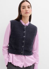 Strick-Weste aus Federgarn-Viskose-Mix in grau, Grösse 52/54 (XXL), bonprix
