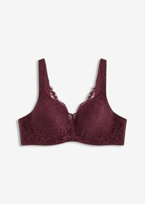 Schalen-BH mit gepolsterten Trägen und zarter Spitze in braun, Grösse 95C, bonprix