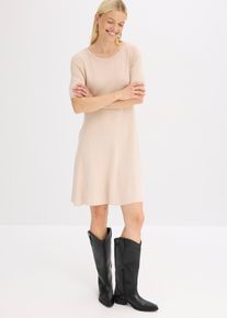 Strickkleid aus softem Viskose-Mix in beige, Grösse 40/42 (M), bonprix